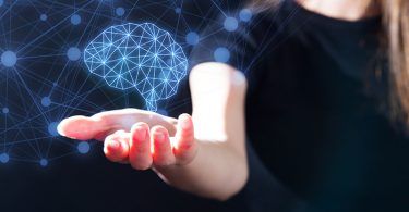 Digital Brain Woman's Hand