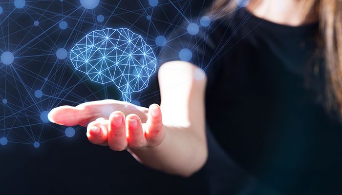 Digital Brain Woman's Hand